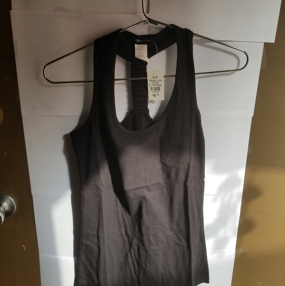 Ribbed tank top w/pocket